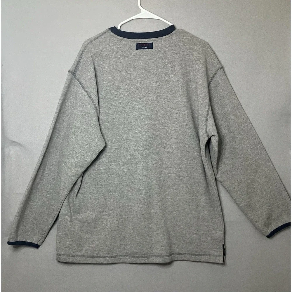VTG Tommy Jeans Gray Logo Crewneck Pullover Sweatshirt Men's Medium Oversized